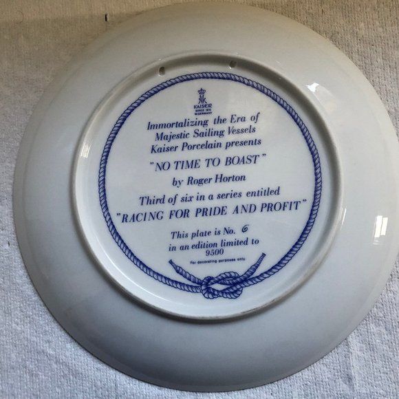 kaiser porcelain limited edition plate sailing vessel no time to boast 6/9500 - Picture 4 of 4